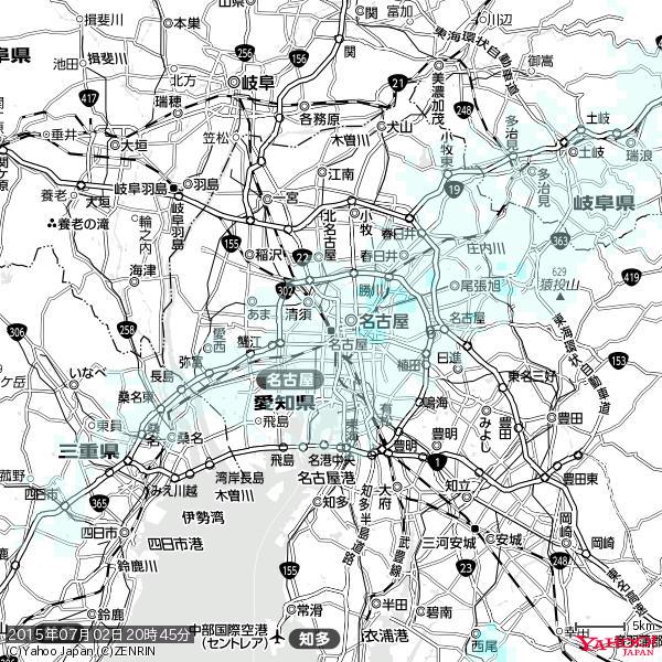名古屋の天気(雨) 降水強度: 0.75(mm/h) 2015年07月02日 20時45分の雨雲 #雨雲bot #bot 名古屋の天気(雨) 降水強度: 0.75(mm/h) 2015年07月02日 20時45分の雨雲 #雨雲bot #bot