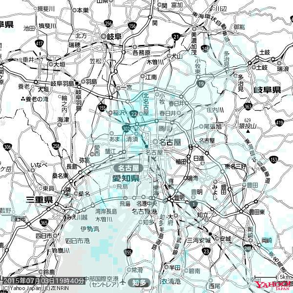 名古屋の天気(雨) 降水強度: 1.55(mm/h) 2015年07月03日 19時40分の雨雲 #雨雲bot #bot 名古屋の天気(雨) 降水強度: 1.55(mm/h) 2015年07月03日 19時40分の雨雲 #雨雲bot #bot