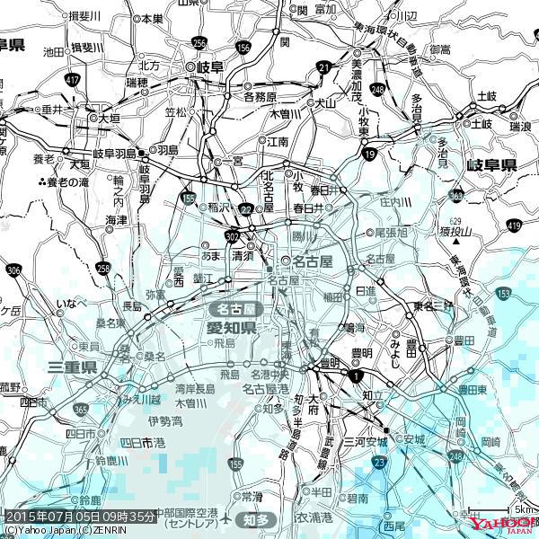 名古屋の天気(雨) 降水強度: 0.65(mm/h) 2015年07月05日 09時35分の雨雲 #雨雲bot #bot 名古屋の天気(雨) 降水強度: 0.65(mm/h) 2015年07月05日 09時35分の雨雲 #雨雲bot #bot