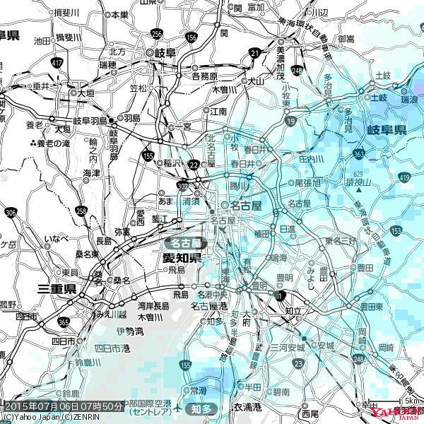 名古屋の天気(雨) 降水強度: 0.45(mm/h) 2015年07月06日 07時50分の雨雲 #雨雲bot #bot 名古屋の天気(雨) 降水強度: 0.45(mm/h) 2015年07月06日 07時50分の雨雲 #雨雲bot #bot