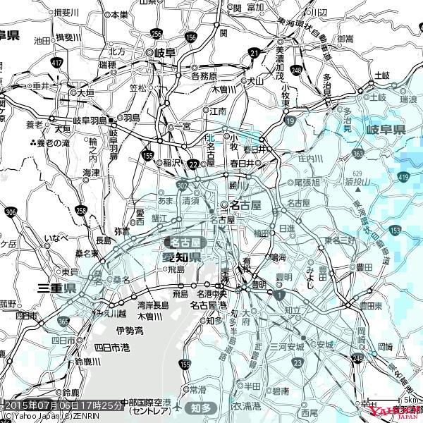 名古屋の天気(雨) 降水強度: 1.15(mm/h) 2015年07月06日 17時25分の雨雲 #雨雲bot #bot 名古屋の天気(雨) 降水強度: 1.15(mm/h) 2015年07月06日 17時25分の雨雲 #雨雲bot #bot