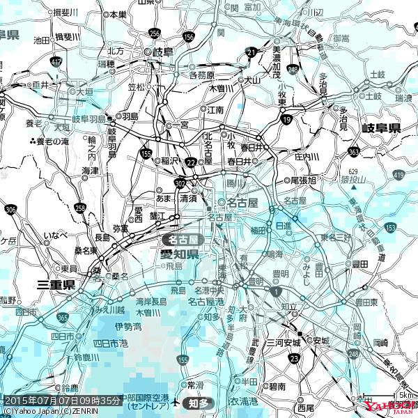名古屋の天気(雨) 降水強度: 0.75(mm/h) 2015年07月07日 09時35分の雨雲 #雨雲bot #bot 名古屋の天気(雨) 降水強度: 0.75(mm/h) 2015年07月07日 09時35分の雨雲 #雨雲bot #bot