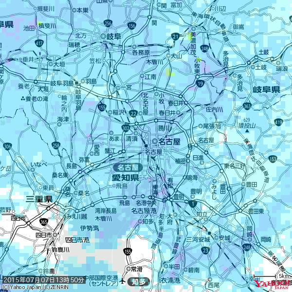 名古屋の天気(雨) 降水強度: 6.25(mm/h) 2015年07月07日 13時50分の雨雲 #雨雲bot #bot 名古屋の天気(雨) 降水強度: 6.25(mm/h) 2015年07月07日 13時50分の雨雲 #雨雲bot #bot