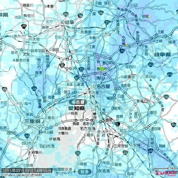 名古屋の天気(雨) 降水強度: 4.13(mm/h) 2015年07月07日 14時55分の雨雲 #雨雲bot #bot 名古屋の天気(雨) 降水強度: 4.13(mm/h) 2015年07月07日 14時55分の雨雲 #雨雲bot #bot
