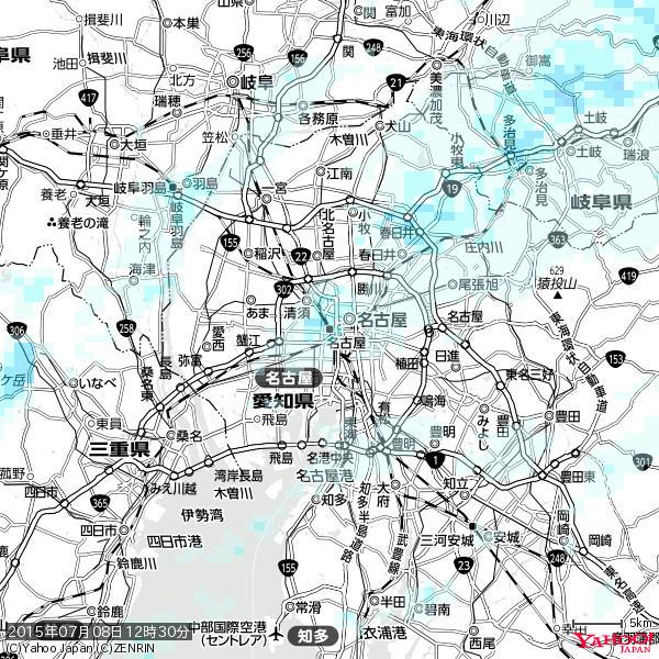 名古屋の天気(雨) 降水強度: 0.95(mm/h) 2015年07月08日 12時30分の雨雲 #雨雲bot #bot 名古屋の天気(雨) 降水強度: 0.95(mm/h) 2015年07月08日 12時30分の雨雲 #雨雲bot #bot