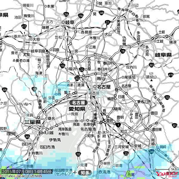 名古屋の天気(雨) 降水強度: 0.45(mm/h) 2015年07月08日 14時45分の雨雲 #雨雲bot #bot 名古屋の天気(雨) 降水強度: 0.45(mm/h) 2015年07月08日 14時45分の雨雲 #雨雲bot #bot
