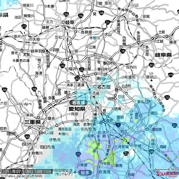 名古屋の天気(雨) 降水強度: 2.38(mm/h) 2015年07月08日 18時10分の雨雲 #雨雲bot #bot 名古屋の天気(雨) 降水強度: 2.38(mm/h) 2015年07月08日 18時10分の雨雲 #雨雲bot #bot