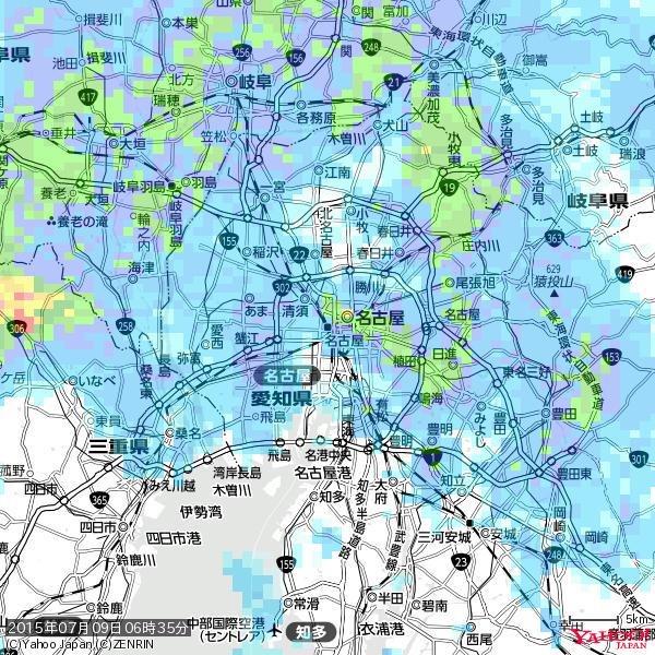 名古屋の天気(雨): 強い雨 降水強度: 24.50(mm/h) 2015年07月09日 06時35分の雨雲 #豪雨bot #雨雲bot #bot 名古屋の天気(雨): 強い雨 降水強度: 24.50(mm/h) 2015年07月09日 06時35分の雨雲 #豪雨bot #雨雲bot #bot