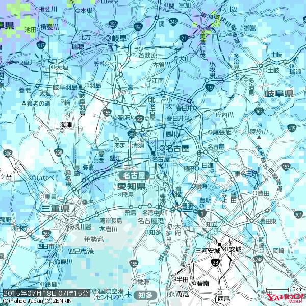 名古屋の天気(雨) 降水強度: 3.38(mm/h) 2015年07月18日 07時15分の雨雲 #雨雲bot #bot 名古屋の天気(雨) 降水強度: 3.38(mm/h) 2015年07月18日 07時15分の雨雲 #雨雲bot #bot