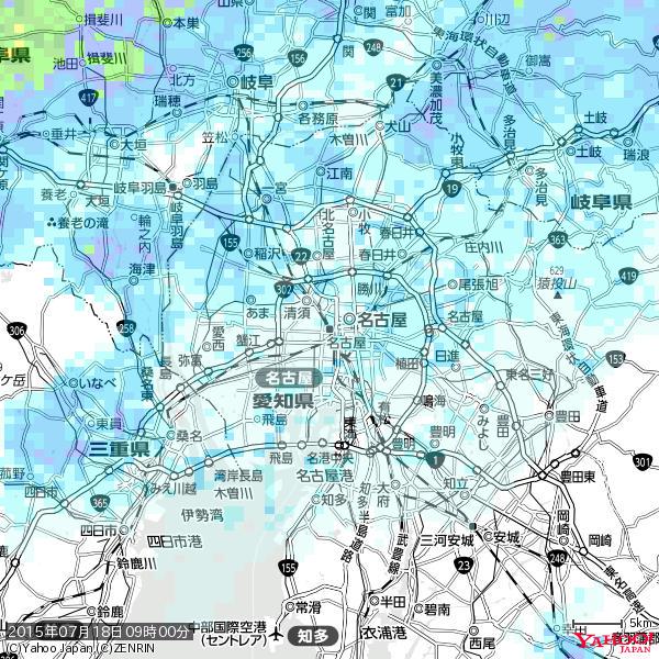 名古屋の天気(雨) 降水強度: 0.95(mm/h) 2015年07月18日 09時00分の雨雲 #雨雲bot #bot 名古屋の天気(雨) 降水強度: 0.95(mm/h) 2015年07月18日 09時00分の雨雲 #雨雲bot #bot