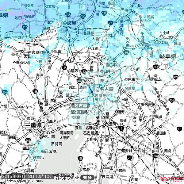 名古屋の天気(雨) 降水強度: 4.13(mm/h) 2015年07月18日 10時10分の雨雲 #雨雲bot #bot 名古屋の天気(雨) 降水強度: 4.13(mm/h) 2015年07月18日 10時10分の雨雲 #雨雲bot #bot