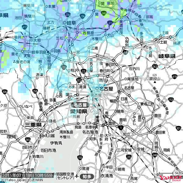 名古屋の天気(雨) 降水強度: 1.45(mm/h) 2015年07月18日 10時55分の雨雲 #雨雲bot #bot 名古屋の天気(雨) 降水強度: 1.45(mm/h) 2015年07月18日 10時55分の雨雲 #雨雲bot #bot
