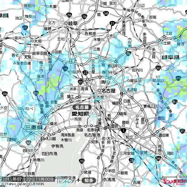 名古屋の天気(雨) 降水強度: 1.45(mm/h) 2015年07月22日 11時00分の雨雲 #雨雲bot #bot 名古屋の天気(雨) 降水強度: 1.45(mm/h) 2015年07月22日 11時00分の雨雲 #雨雲bot #bot