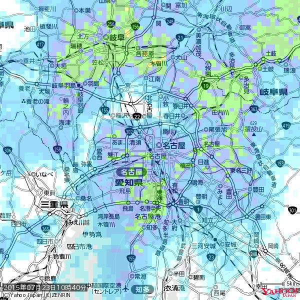 名古屋の天気(雨): やや強い雨 降水強度: 11.50(mm/h) 2015年07月23日 10時40分の雨雲 #雨雲bot #bot 名古屋の天気(雨): やや強い雨 降水強度: 11.50(mm/h) 2015年07月23日 10時40分の雨雲 #雨雲bot #bot