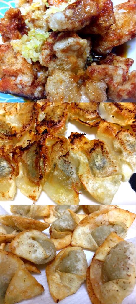 夕飯に油淋鶏、焼き餃子、揚げ餃子。中華うまい( ・∀・) 夕飯に油淋鶏、焼き餃子、揚げ餃子。中華うまい( ・∀・)