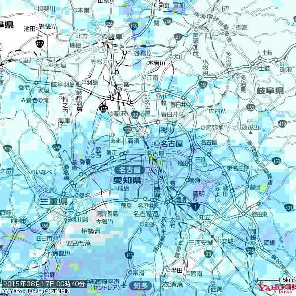 名古屋の天気(雨) 降水強度: 4.13(mm/h) 2015年08月17日 00時40分の雨雲 #雨雲bot #bot 名古屋の天気(雨) 降水強度: 4.13(mm/h) 2015年08月17日 00時40分の雨雲 #雨雲bot #bot