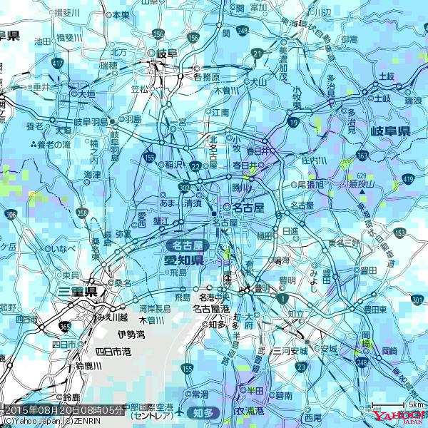 名古屋の天気(雨) 降水強度: 6.75(mm/h) 2015年08月20日 08時05分の雨雲 #雨雲bot #bot 名古屋の天気(雨) 降水強度: 6.75(mm/h) 2015年08月20日 08時05分の雨雲 #雨雲bot #bot