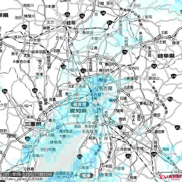名古屋の天気(雨) 降水強度: 3.63(mm/h) 2015年08月20日 11時20分の雨雲 #雨雲bot #bot 名古屋の天気(雨) 降水強度: 3.63(mm/h) 2015年08月20日 11時20分の雨雲 #雨雲bot #bot