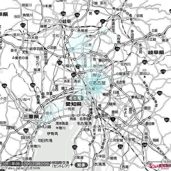 名古屋の天気(雨) 降水強度: 1.25(mm/h) 2015年08月20日 20時20分の雨雲 #雨雲bot #bot 名古屋の天気(雨) 降水強度: 1.25(mm/h) 2015年08月20日 20時20分の雨雲 #雨雲bot #bot