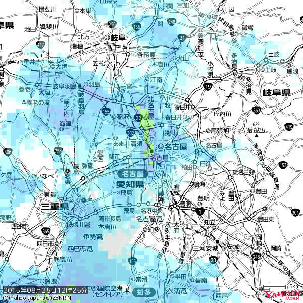 名古屋の天気(雨): やや強い雨 降水強度: 14.50(mm/h) 2015年08月25日 12時25分の雨雲 #雨雲bot #bot 名古屋の天気(雨): やや強い雨 降水強度: 14.50(mm/h) 2015年08月25日 12時25分の雨雲 #雨雲bot #bot