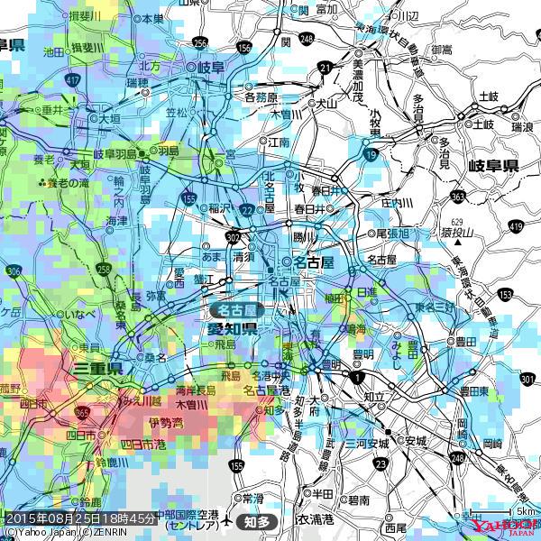 名古屋の天気(雨) 降水強度: 3.63(mm/h) 2015年08月25日 18時45分の雨雲 #雨雲bot #bot 名古屋の天気(雨) 降水強度: 3.63(mm/h) 2015年08月25日 18時45分の雨雲 #雨雲bot #bot