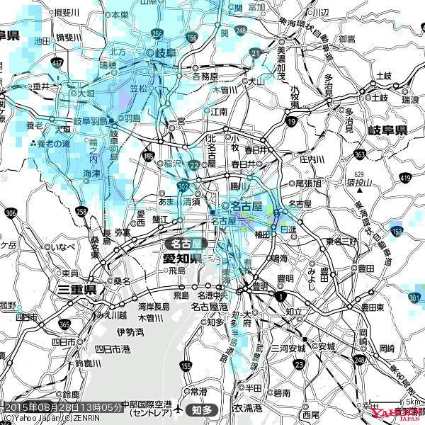 名古屋の天気(雨) 降水強度: 4.13(mm/h) 2015年08月28日 13時05分の雨雲 #雨雲bot #bot 名古屋の天気(雨) 降水強度: 4.13(mm/h) 2015年08月28日 13時05分の雨雲 #雨雲bot #bot