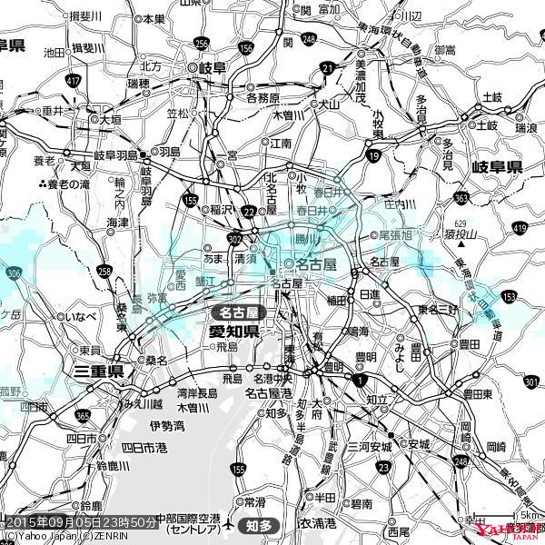 名古屋の天気(雨) 降水強度: 0.85(mm/h) 2015年09月05日 23時50分の雨雲 #雨雲bot #bot 名古屋の天気(雨) 降水強度: 0.85(mm/h) 2015年09月05日 23時50分の雨雲 #雨雲bot #bot