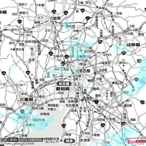 名古屋の天気(雨) 降水強度: 1.05(mm/h) 2015年09月07日 19時00分の雨雲 #雨雲bot #bot 名古屋の天気(雨) 降水強度: 1.05(mm/h) 2015年09月07日 19時00分の雨雲 #雨雲bot #bot