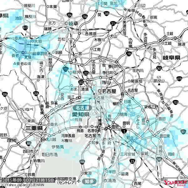 名古屋の天気(雨) 降水強度: 0.95(mm/h) 2015年09月07日 21時15分の雨雲 #雨雲bot #bot 名古屋の天気(雨) 降水強度: 0.95(mm/h) 2015年09月07日 21時15分の雨雲 #雨雲bot #bot