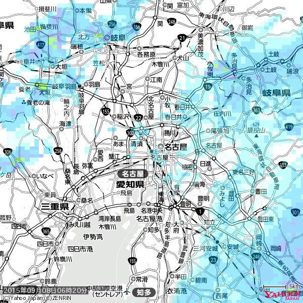 名古屋の天気(雨) 降水強度: 1.35(mm/h) 2015年09月08日 06時20分の雨雲 #雨雲bot #bot 名古屋の天気(雨) 降水強度: 1.35(mm/h) 2015年09月08日 06時20分の雨雲 #雨雲bot #bot