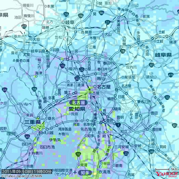名古屋の天気(雨): やや強い雨 降水強度: 13.50(mm/h) 2015年09月08日 19時00分の雨雲 #雨雲bot #bot 名古屋の天気(雨): やや強い雨 降水強度: 13.50(mm/h) 2015年09月08日 19時00分の雨雲 #雨雲bot #bot