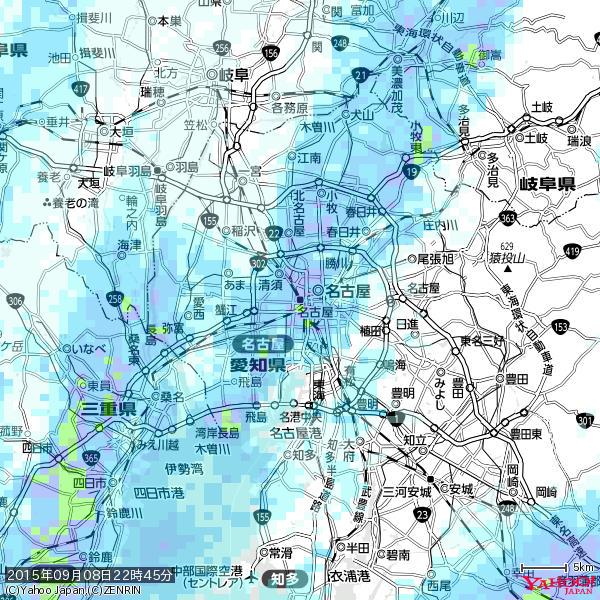名古屋の天気(雨) 降水強度: 8.25(mm/h) 2015年09月08日 22時45分の雨雲 #雨雲bot #bot 名古屋の天気(雨) 降水強度: 8.25(mm/h) 2015年09月08日 22時45分の雨雲 #雨雲bot #bot