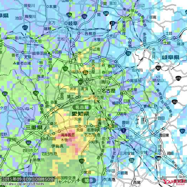 名古屋の天気(雨): 強い雨 降水強度: 29.50(mm/h) 2015年09月09日 08時50分の雨雲 #豪雨bot #雨雲bot #bot 名古屋の天気(雨): 強い雨 降水強度: 29.50(mm/h) 2015年09月09日 08時50分の雨雲 #豪雨bot #雨雲bot #bot
