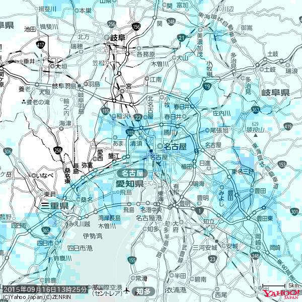 名古屋の天気(雨) 降水強度: 4.13(mm/h) 2015年09月16日 13時25分の雨雲 #雨雲bot #bot 名古屋の天気(雨) 降水強度: 4.13(mm/h) 2015年09月16日 13時25分の雨雲 #雨雲bot #bot