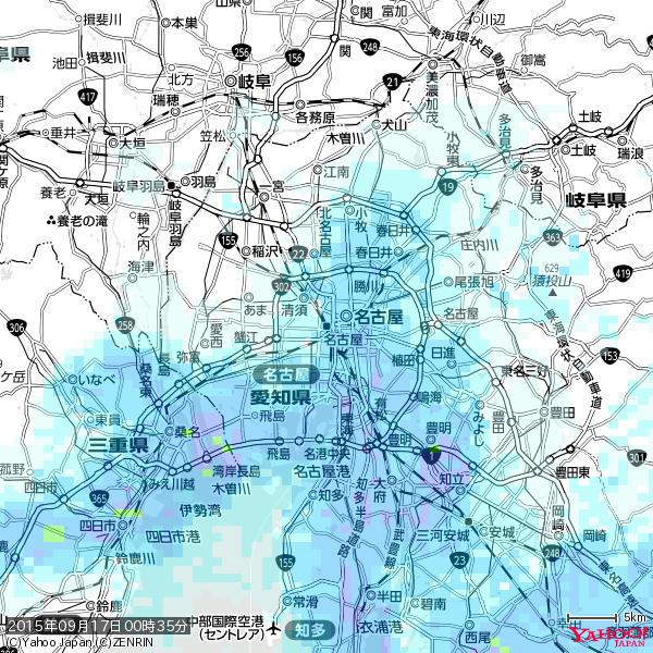 名古屋の天気(雨) 降水強度: 3.38(mm/h) 2015年09月17日 00時35分の雨雲 #雨雲bot #bot 名古屋の天気(雨) 降水強度: 3.38(mm/h) 2015年09月17日 00時35分の雨雲 #雨雲bot #bot