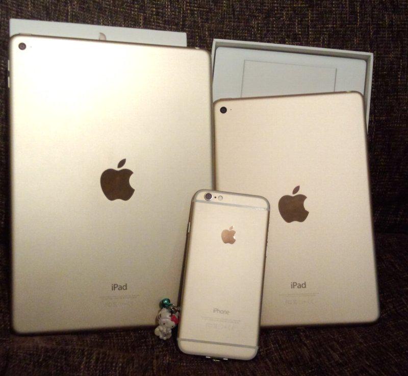 iPad mini 4, iPad Air 2, iPhone 6 ぜんぶゴールド色(・∀・)/ iPad mini 4, iPad Air 2, iPhone 6 ぜんぶゴールド色(・∀・)/