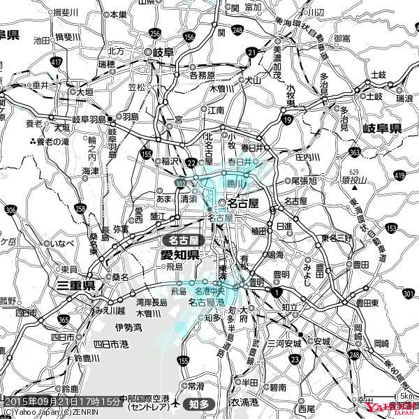 名古屋の天気(雨) 降水強度: 0.65(mm/h) 2015年09月21日 17時15分の雨雲 #雨雲bot #bot 名古屋の天気(雨) 降水強度: 0.65(mm/h) 2015年09月21日 17時15分の雨雲 #雨雲bot #bot