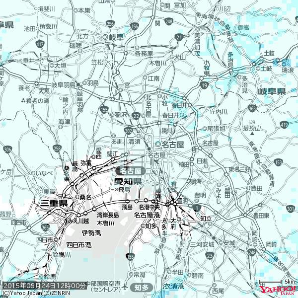 名古屋の天気(雨) 降水強度: 0.95(mm/h) 2015年09月24日 12時00分の雨雲 #雨雲bot #bot 名古屋の天気(雨) 降水強度: 0.95(mm/h) 2015年09月24日 12時00分の雨雲 #雨雲bot #bot