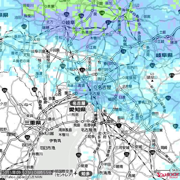 名古屋の天気(雨) 降水強度: 6.75(mm/h) 2015年09月25日 08時55分の雨雲 #雨雲bot #bot 名古屋の天気(雨) 降水強度: 6.75(mm/h) 2015年09月25日 08時55分の雨雲 #雨雲bot #bot
