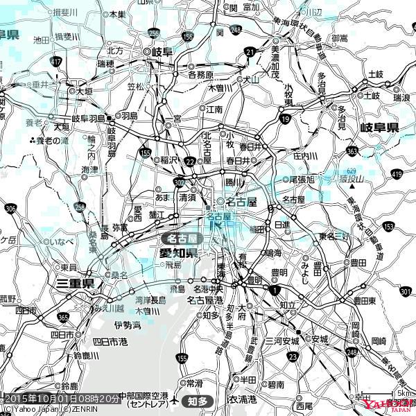 名古屋の天気(雨) 降水強度: 0.95(mm/h) 2015年10月01日 08時20分の雨雲 #雨雲bot #bot 名古屋の天気(雨) 降水強度: 0.95(mm/h) 2015年10月01日 08時20分の雨雲 #雨雲bot #bot