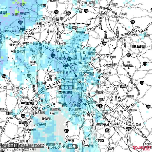 名古屋の天気(雨) 降水強度: 4.63(mm/h) 2015年11月08日 13時00分の雨雲 #雨雲bot #bot 名古屋の天気(雨) 降水強度: 4.63(mm/h) 2015年11月08日 13時00分の雨雲 #雨雲bot #bot