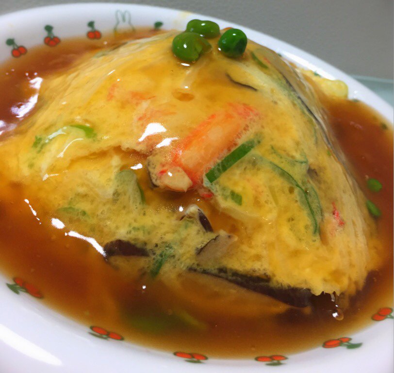 おひるごはんに蟹入り天津飯。 おひるごはんに蟹入り天津飯。