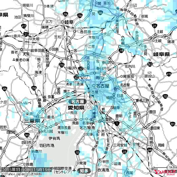 名古屋の天気(雨) 降水強度: 3.63(mm/h) 2015年11月08日 15時15分の雨雲 #雨雲bot #bot 名古屋の天気(雨) 降水強度: 3.63(mm/h) 2015年11月08日 15時15分の雨雲 #雨雲bot #bot