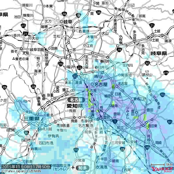 名古屋の天気(雨) 降水強度: 9.75(mm/h) 2015年11月08日 17時50分の雨雲 #雨雲bot #bot 名古屋の天気(雨) 降水強度: 9.75(mm/h) 2015年11月08日 17時50分の雨雲 #雨雲bot #bot
