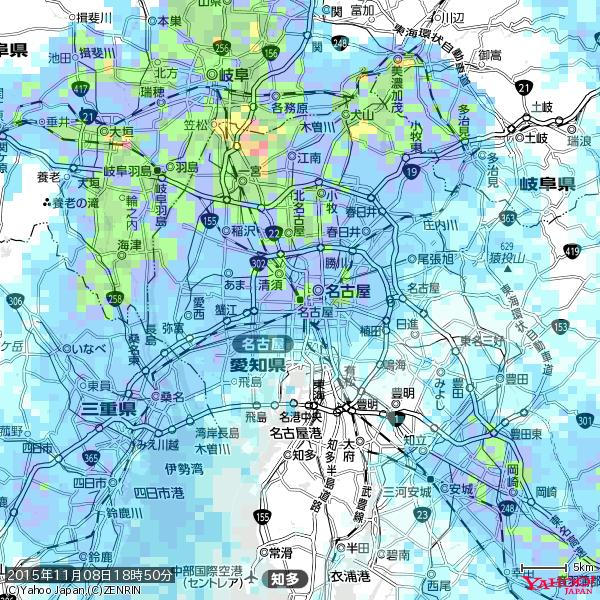 名古屋の天気(雨): やや強い雨 降水強度: 13.50(mm/h) 2015年11月08日 18時50分の雨雲 #雨雲bot #bot 名古屋の天気(雨): やや強い雨 降水強度: 13.50(mm/h) 2015年11月08日 18時50分の雨雲 #雨雲bot #bot