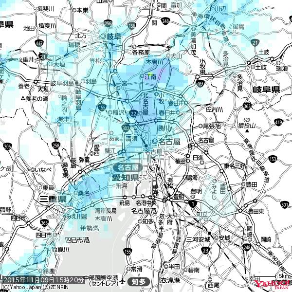 名古屋の天気(雨) 降水強度: 3.38(mm/h) 2015年11月09日 15時20分の雨雲 #雨雲bot #bot 名古屋の天気(雨) 降水強度: 3.38(mm/h) 2015年11月09日 15時20分の雨雲 #雨雲bot #bot