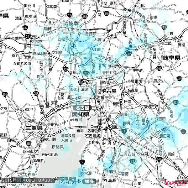 名古屋の天気(雨) 降水強度: 1.15(mm/h) 2015年11月09日 18時30分の雨雲 #雨雲bot #bot 名古屋の天気(雨) 降水強度: 1.15(mm/h) 2015年11月09日 18時30分の雨雲 #雨雲bot #bot