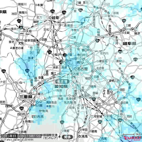 名古屋の天気(雨) 降水強度: 1.35(mm/h) 2015年11月09日 19時15分の雨雲 #雨雲bot #bot 名古屋の天気(雨) 降水強度: 1.35(mm/h) 2015年11月09日 19時15分の雨雲 #雨雲bot #bot