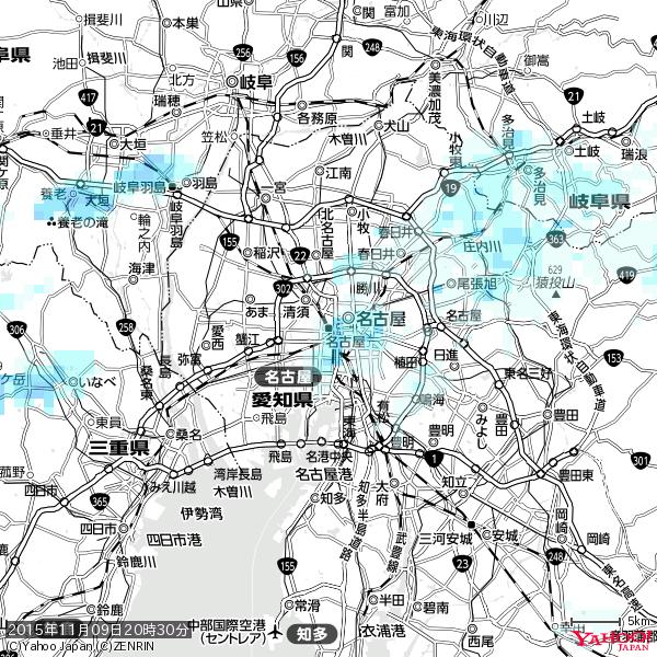 名古屋の天気(雨) 降水強度: 1.45(mm/h) 2015年11月09日 20時30分の雨雲 #雨雲bot #bot 名古屋の天気(雨) 降水強度: 1.45(mm/h) 2015年11月09日 20時30分の雨雲 #雨雲bot #bot