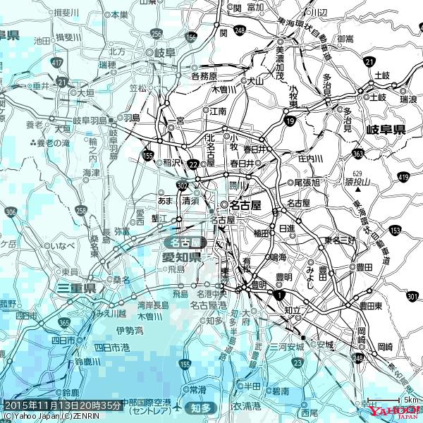 名古屋の天気(雨) 降水強度: 0.55(mm/h) 2015年11月13日 20時35分の雨雲 #雨雲bot #bot 名古屋の天気(雨) 降水強度: 0.55(mm/h) 2015年11月13日 20時35分の雨雲 #雨雲bot #bot